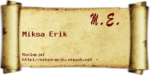 Miksa Erik névjegykártya